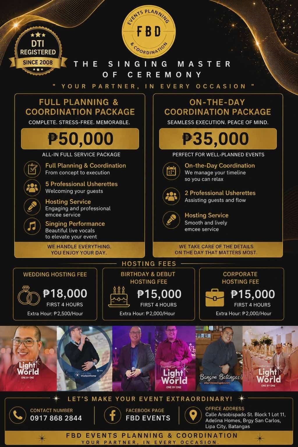 FBD Events planning and coordination packages